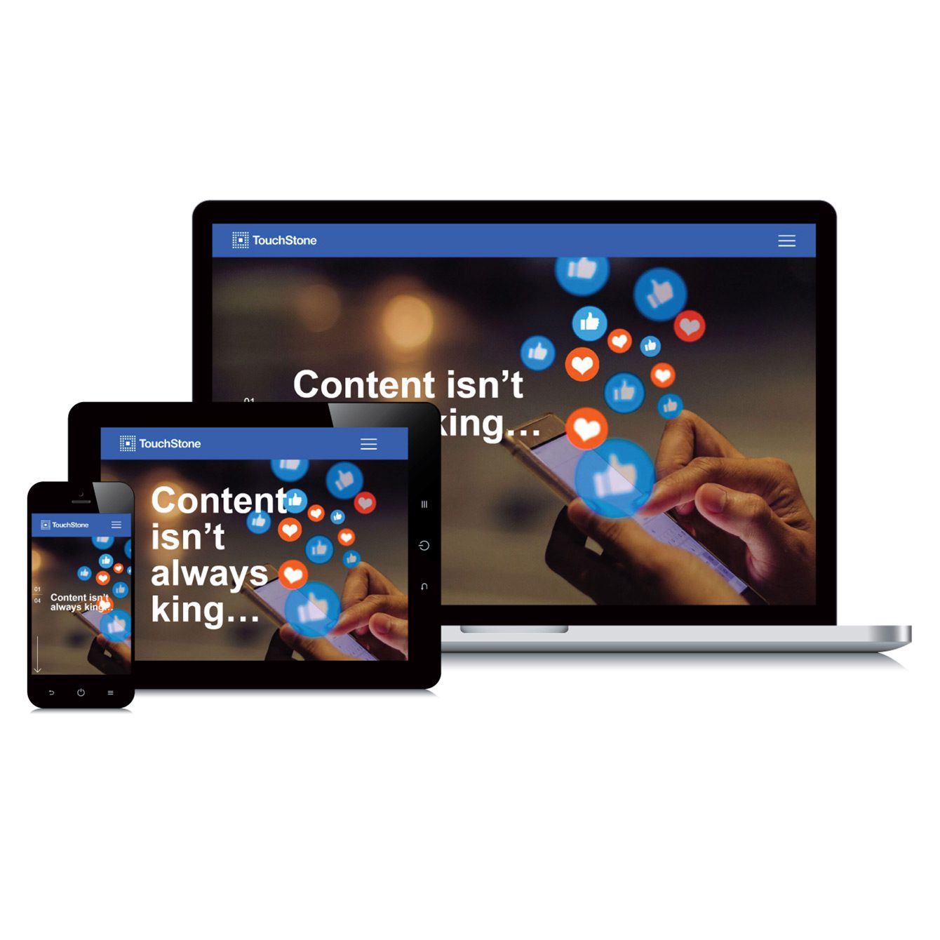 TouchStone website on Macbook, iPad, and iPhone