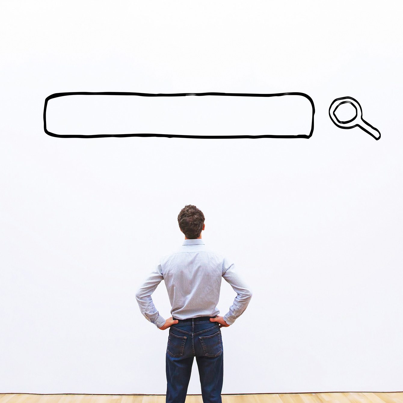 Search concept, browsing line on internet, find information online
