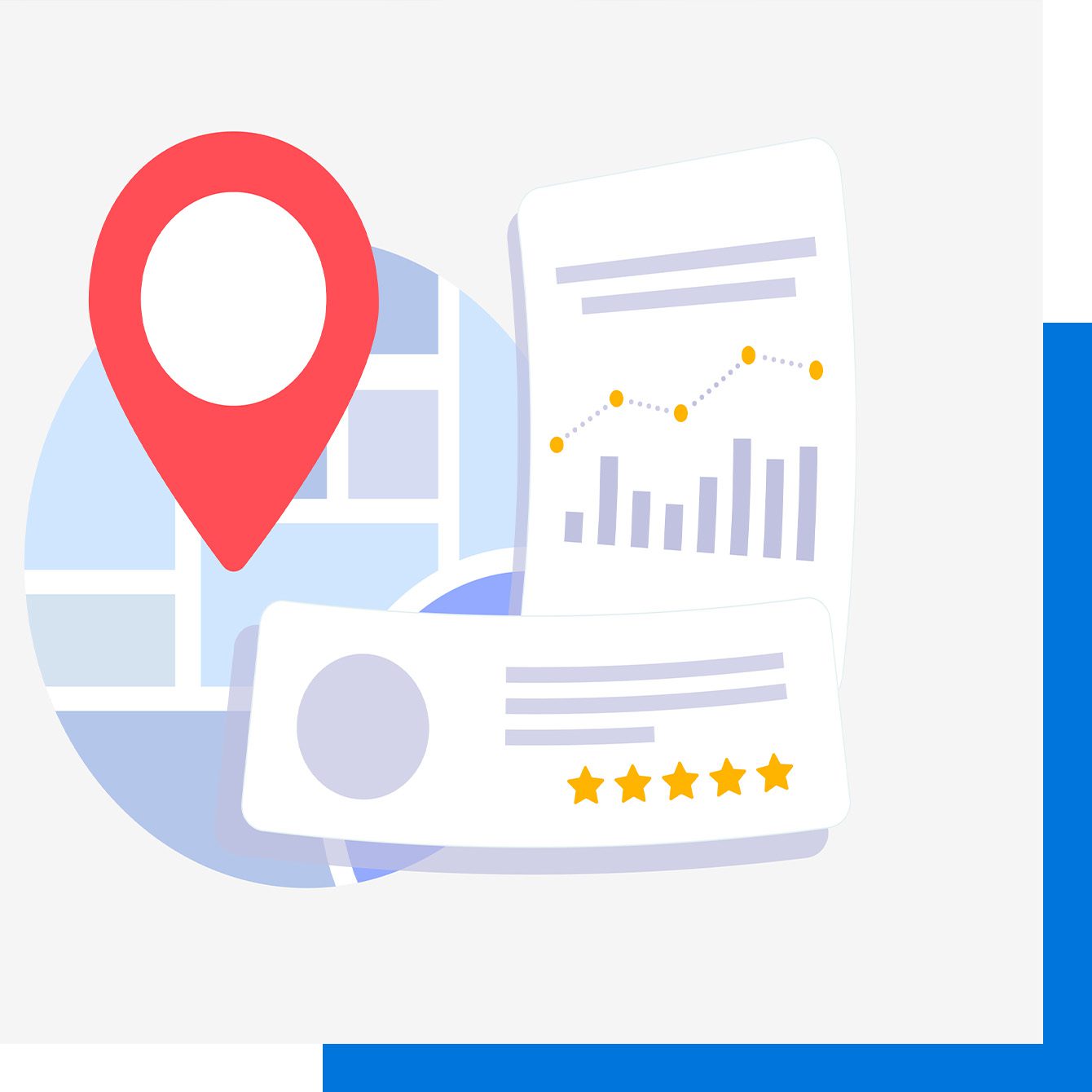 Local SEO analysis and ranking concept illustration