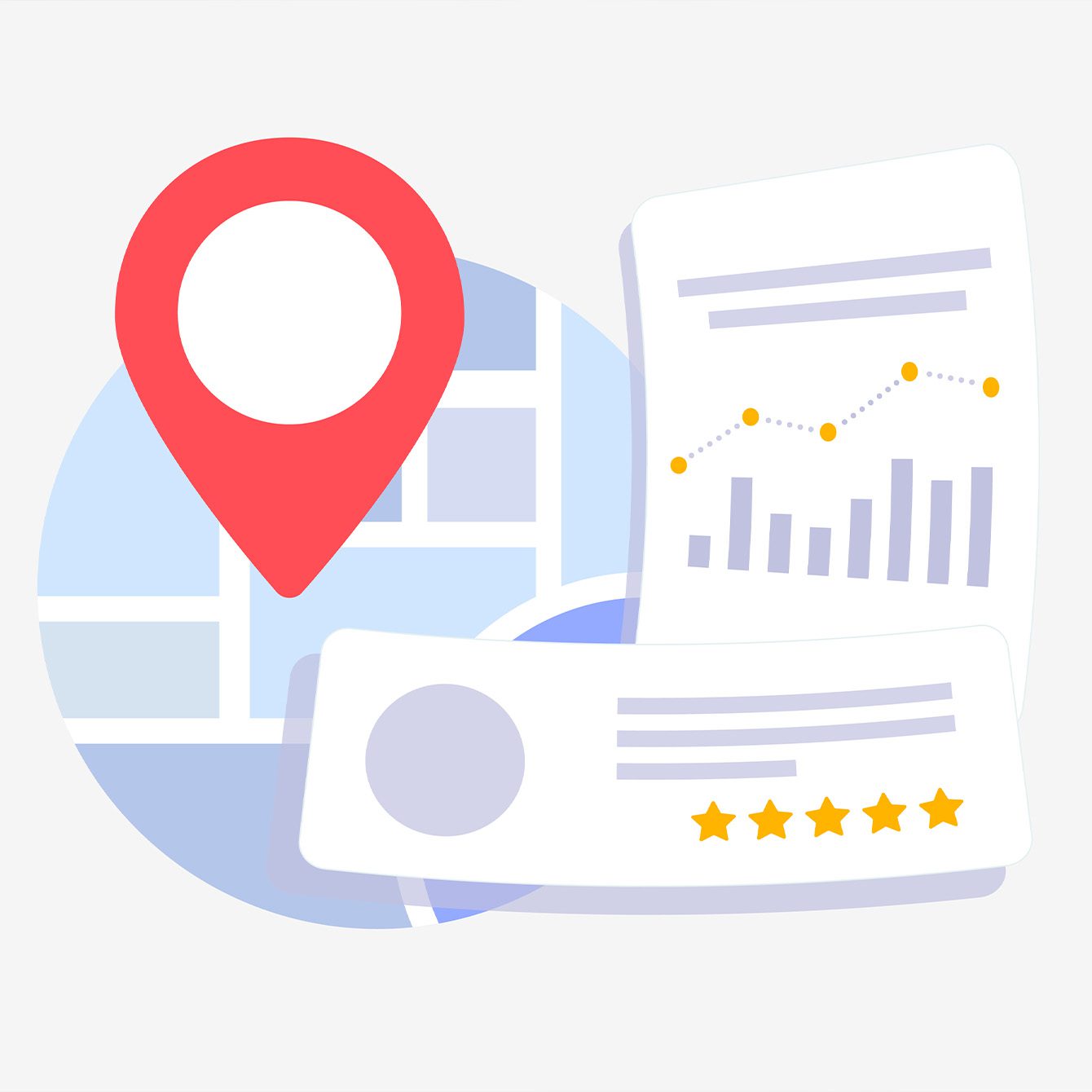 Local SEO analysis and ranking concept illustration